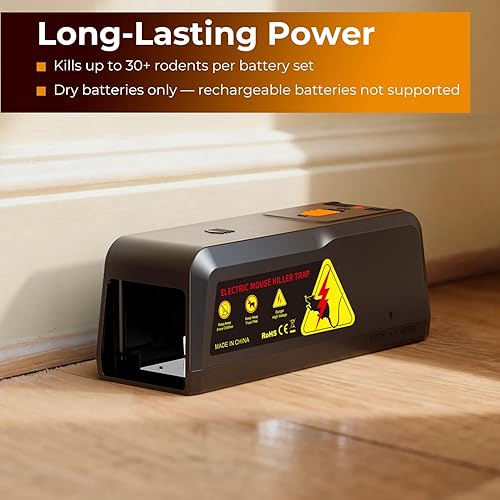 Miniatura 3 de X-PEST Trampa electrónica para ratas, paquete de 1  Trampa eléctrica para ratas grandes para uso en interiores, trampa reutilizable para roedores,