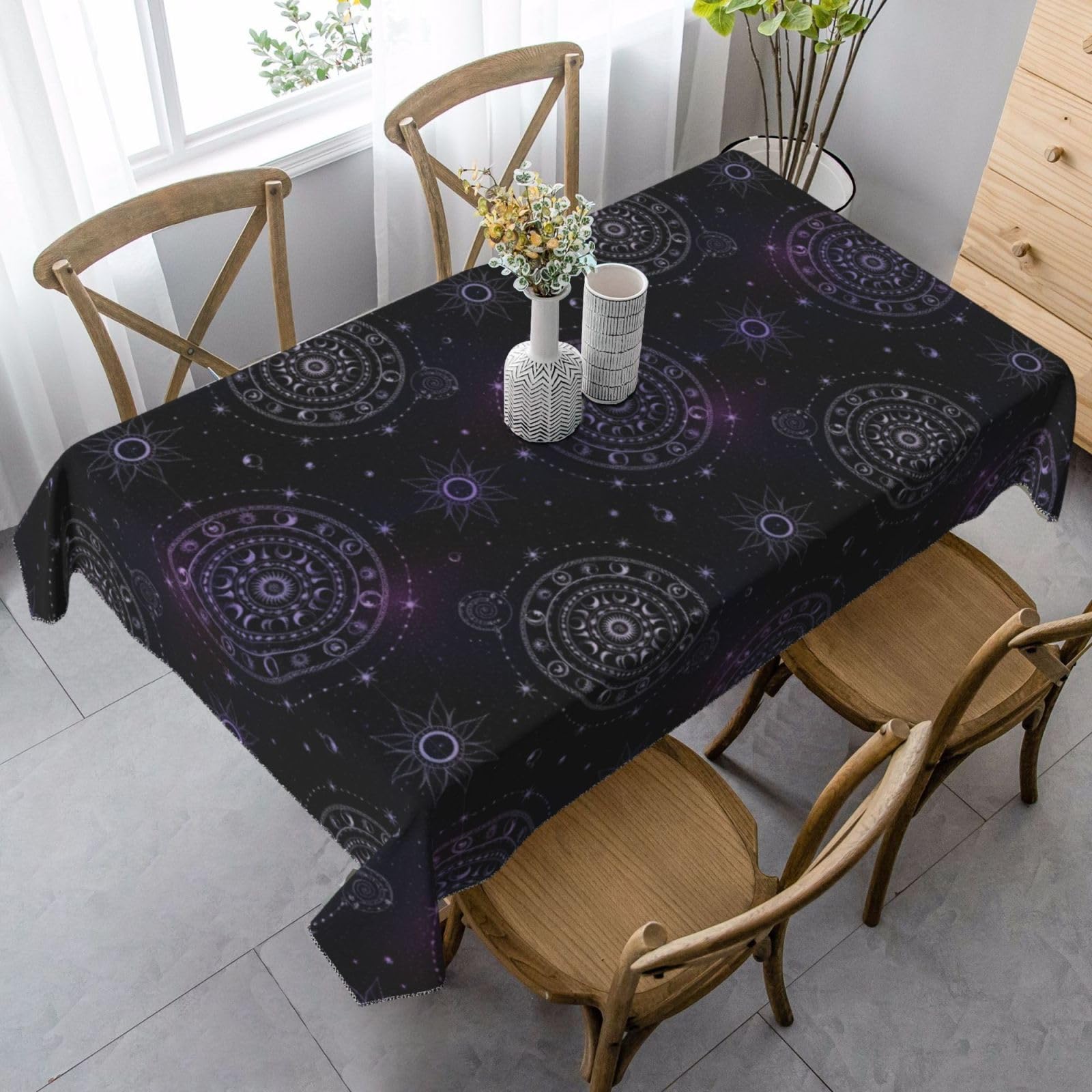 Nappe de table symbole géométrique sacré lune soleil étoiles couverture imperméable
