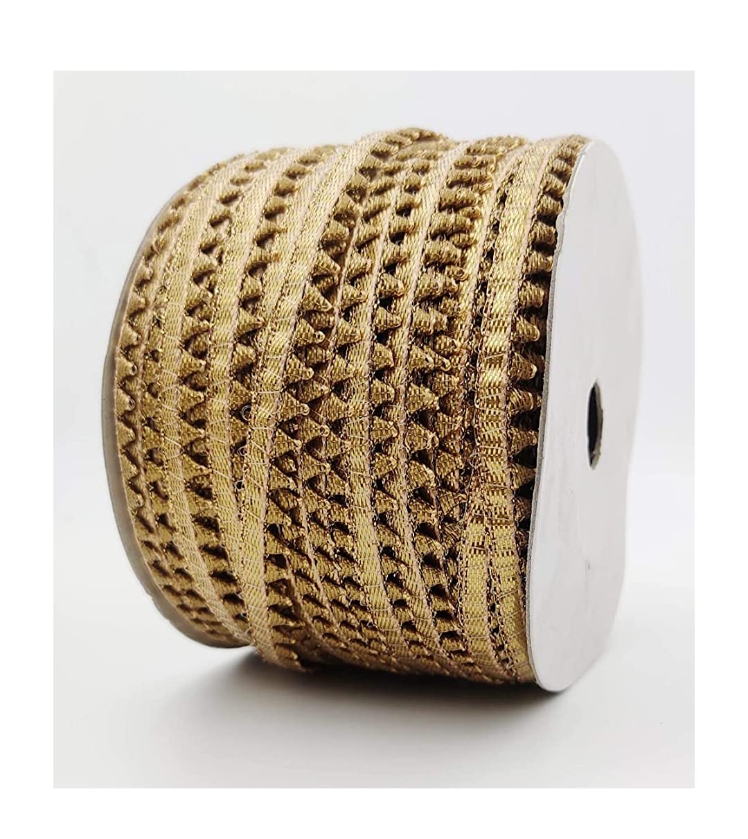 DOLLIT Samosa Gota Patti Lace Border (10 Meter) Material for Dupatta, Bridal Dresses, Saree, Lehengas, Palazzo, Anarkali Suits, Blouses. (Golden