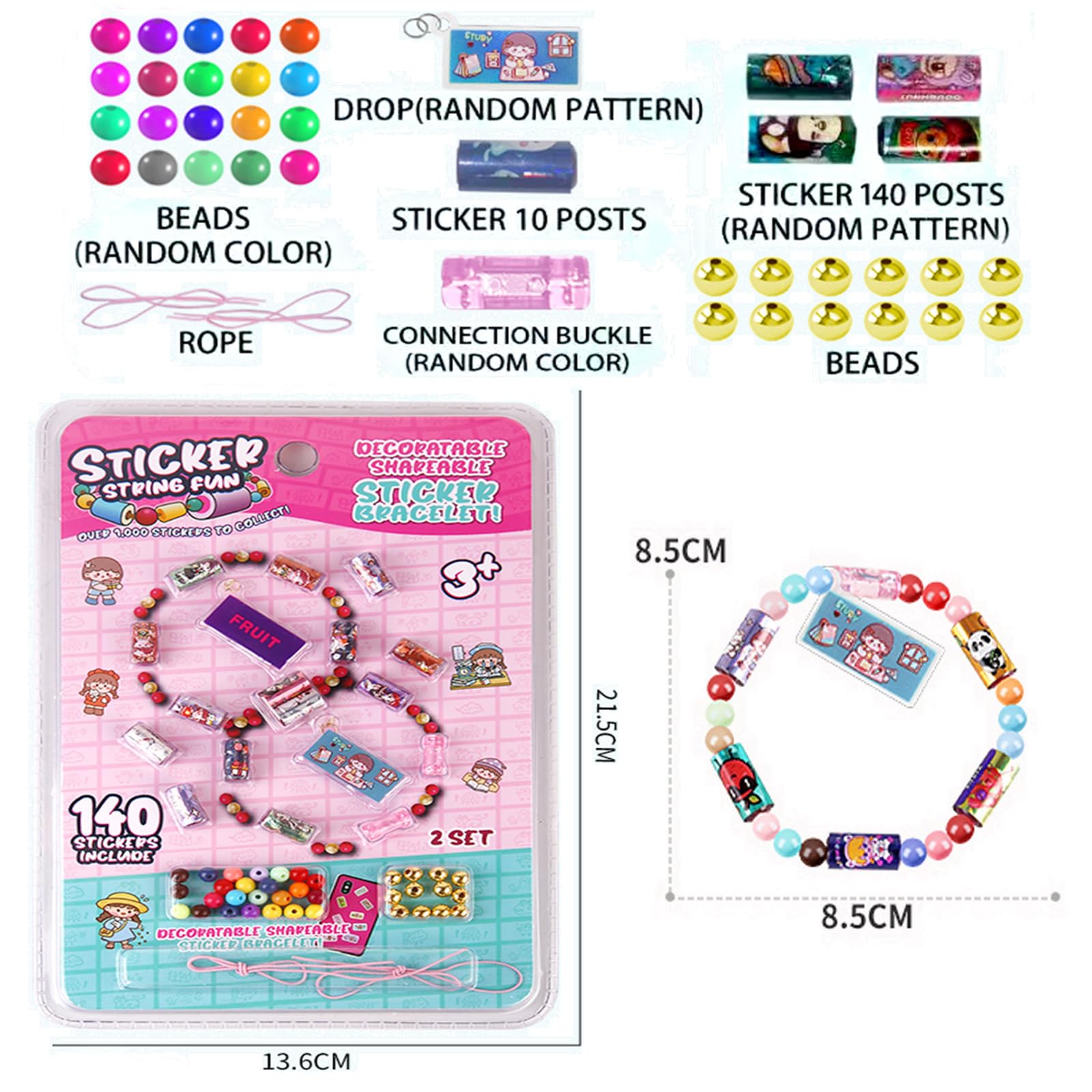 Afufu Sticker Bracelet Making Kit for Age 3+ Girls, 140 Mini Holographic Stickers, 140pcs Stickers - Image 3