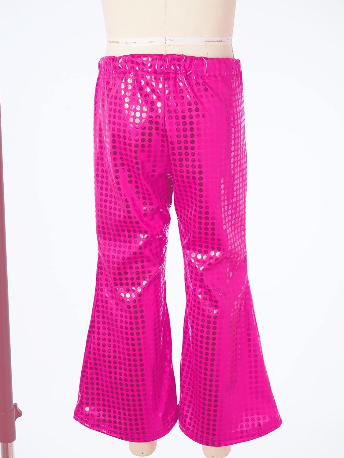 Oyolan Kids Girls Sparkly Sequins Performance Costume High Waisted Wide Leg Flared Pants for Hip-hop Jazz Dance
