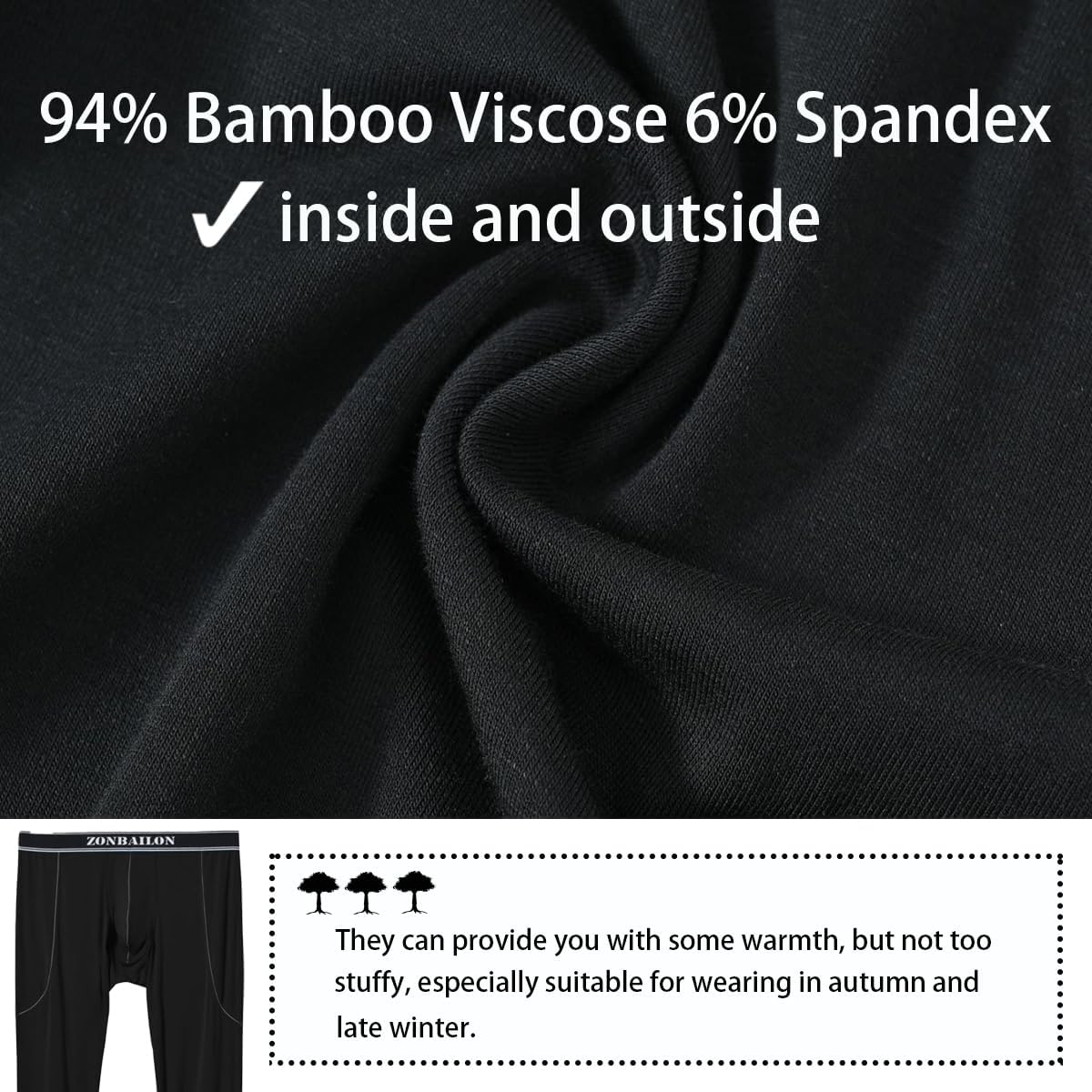 Mens Leggings,Long Johns,Low Rise and Thin Style Thermal Pants for Men,Mens Lightweight Baselayer Leggings 1Pack Black-M