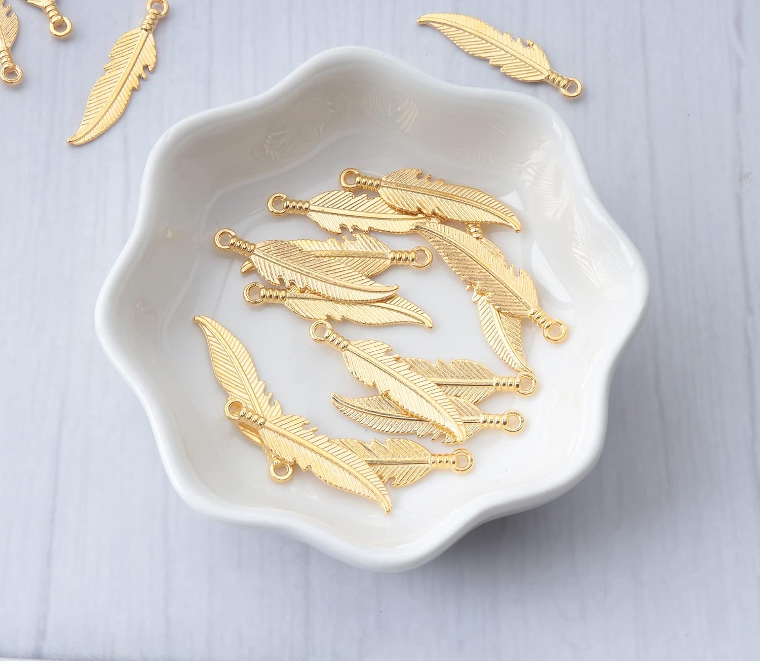 50 Pcs Feather Leave Charm Metal 1 x 0.26 Inch Small for Bracelets image 4