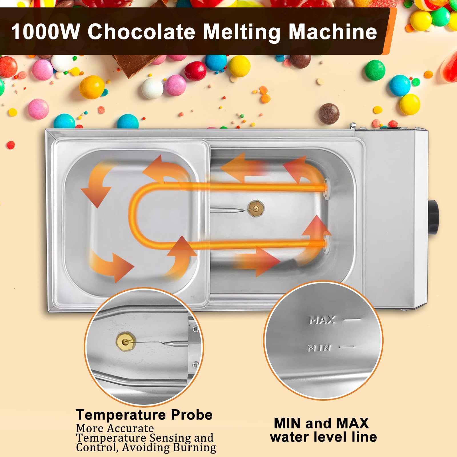 Melting Pot Cioccolato, Temperatrice per Sciogliere Cioccolati, con Controllo della Temperatura per Crema, Latte, Caffè, Formaggio e Panificazione Applicazioni