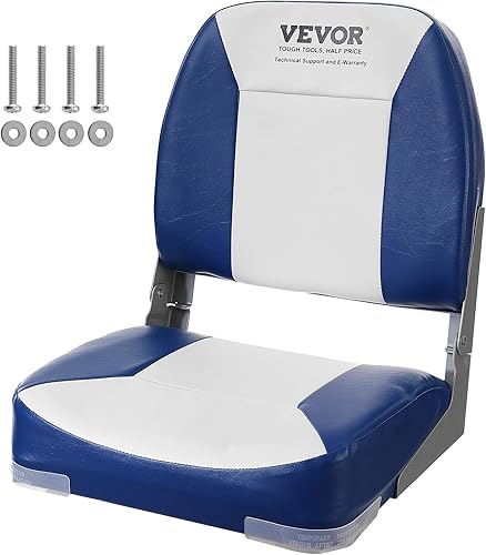 VEVOR Asiento de barco, asiento de barco con respaldo bajo de 18.9 pulgadas, silla de barco plegable con acolchado de esponja gruesa y bisagra,