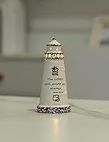 DAILYBREAD Ceramic Lighthouse Figurine Night Light with Scripture 'The LORD Will Guide You Always' Isaiah 58:11 - 5" Inspirational Decor