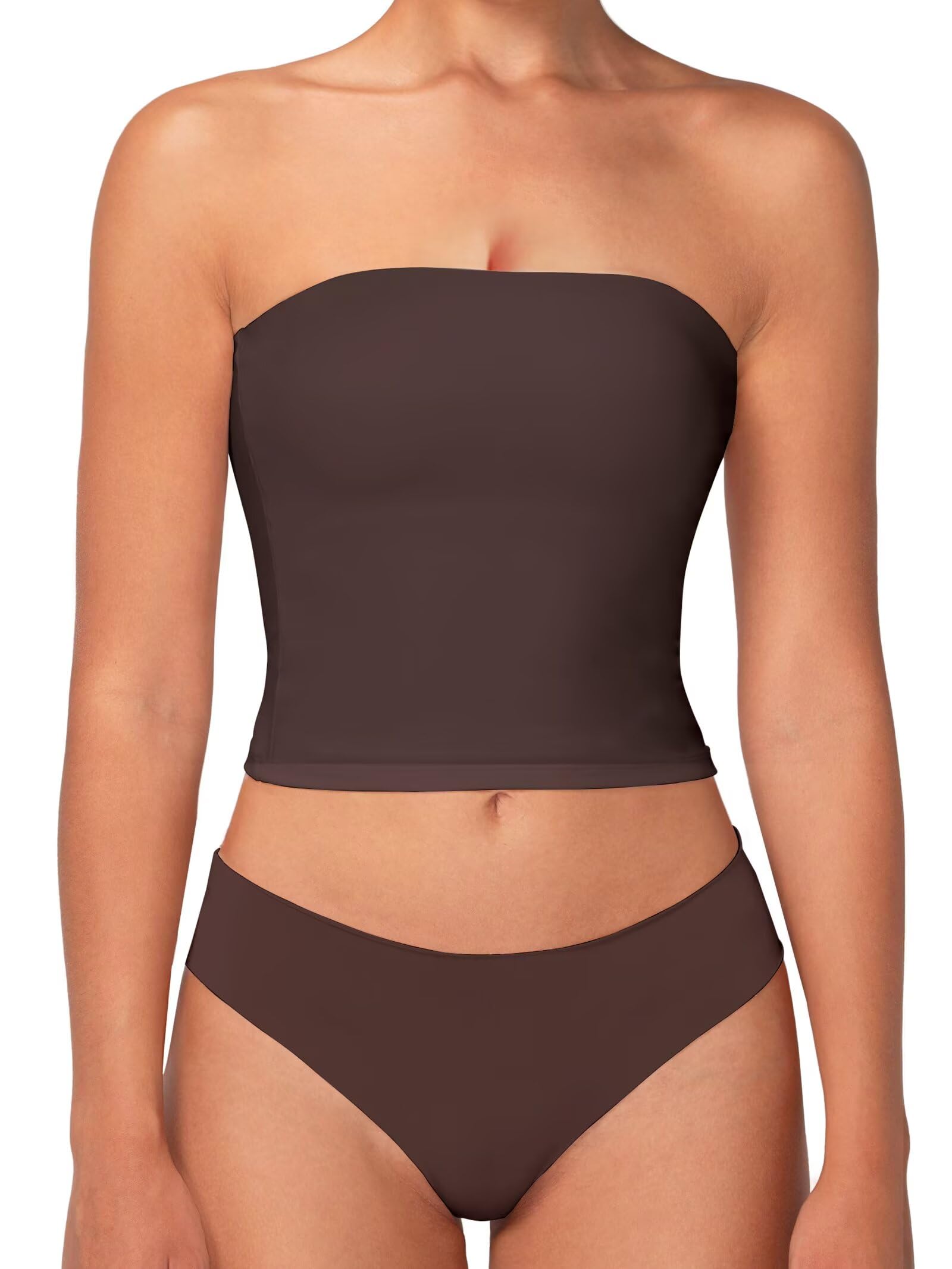 Sunzel Women’s Strapless Sexy Tube Top Double Lined Sleeveless Crop Top Summer Basic Bandeau Tops for Layering or Going Out