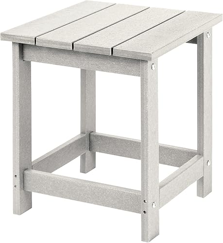 LZRS Adirondack - Mesa auxiliar cuadrada para exteriores, mesa de HDEP de fácil mantenimiento y resistente a la intemperie para piscina, patio y