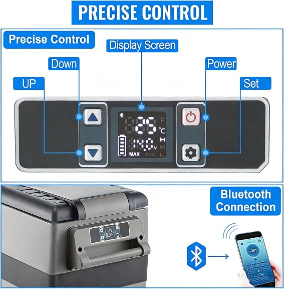 Car Refrigerator, 35L Car Fridge, Portable Electric Cooler with -4F~68F Adjustable Temperature, 12/24V DC and 100-240V AC Compressor Freezer for Outdoor, Camping, Travel, RV, SUV (35L)