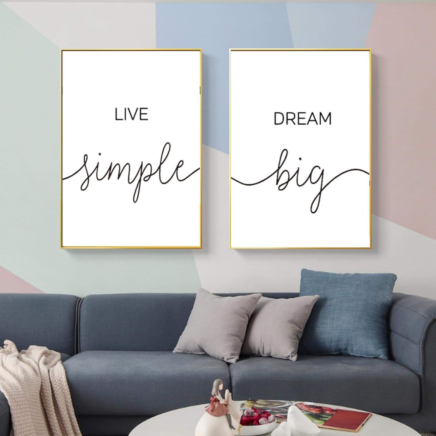 モダンレターペインティング Live And Dream ポスター ウォールアート キャンバスペインティング リビングルームの装飾