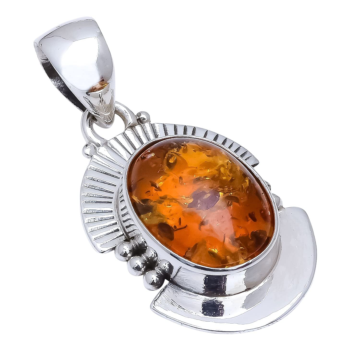 Baltic Amber Natural Gemstone Handmade 925 Sterling Silver Pendant(5.6 gm)-image-3