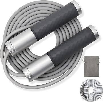 Weighted Jump Rope for Men, Women 1.5LB - Alloy Steel Handles, Speed Skipping Rope, Gym,Indoor/Outdoor - Fitness, Workout, Boxing - Solid PVC & Cotton Rope