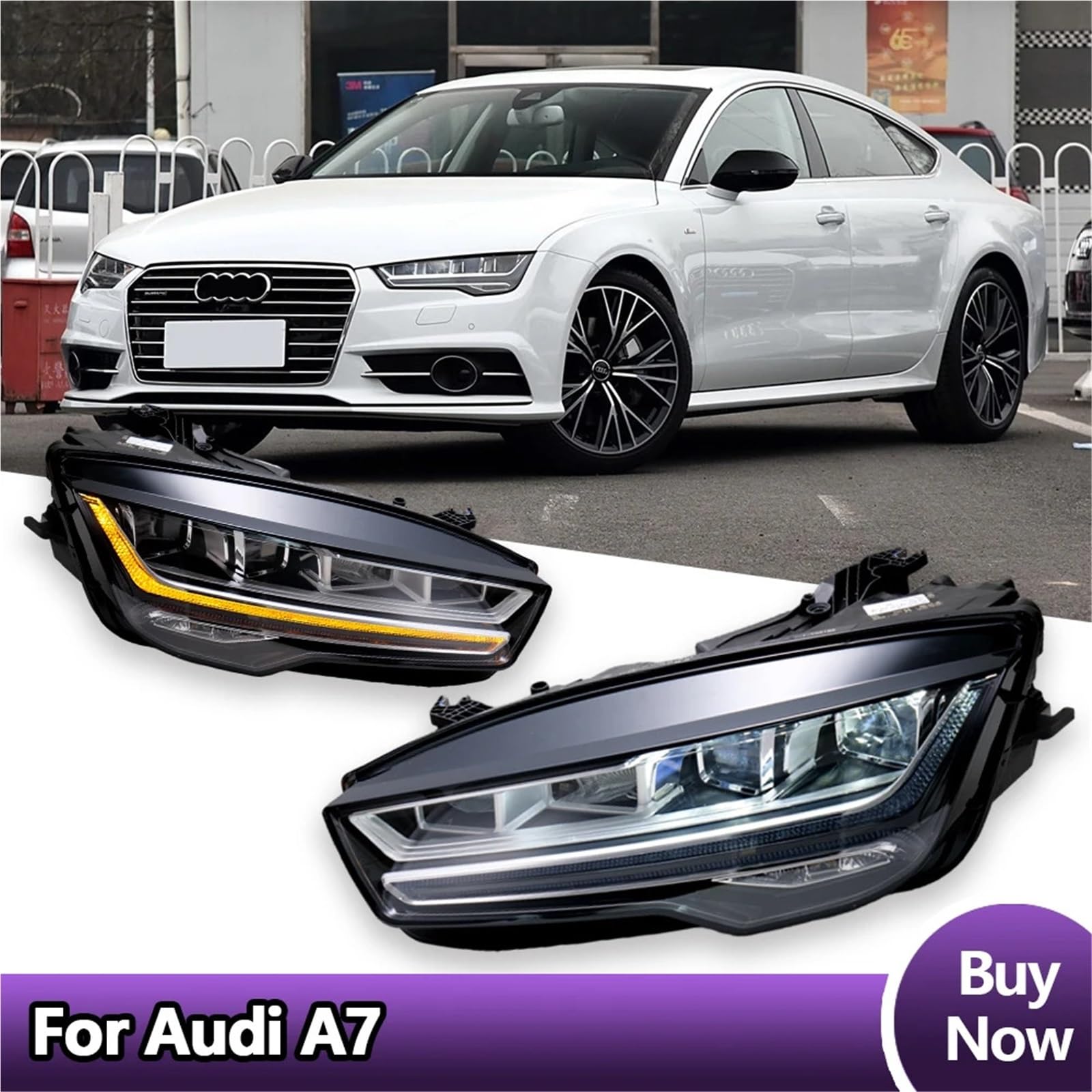 Head Lamp Reflektory samochodowe pasujące do Audi A7 2011-2017 Lampy samochodowe LED Światła do jazdy dziennej Dynamiczne kierunkowskazy(Bumper change)