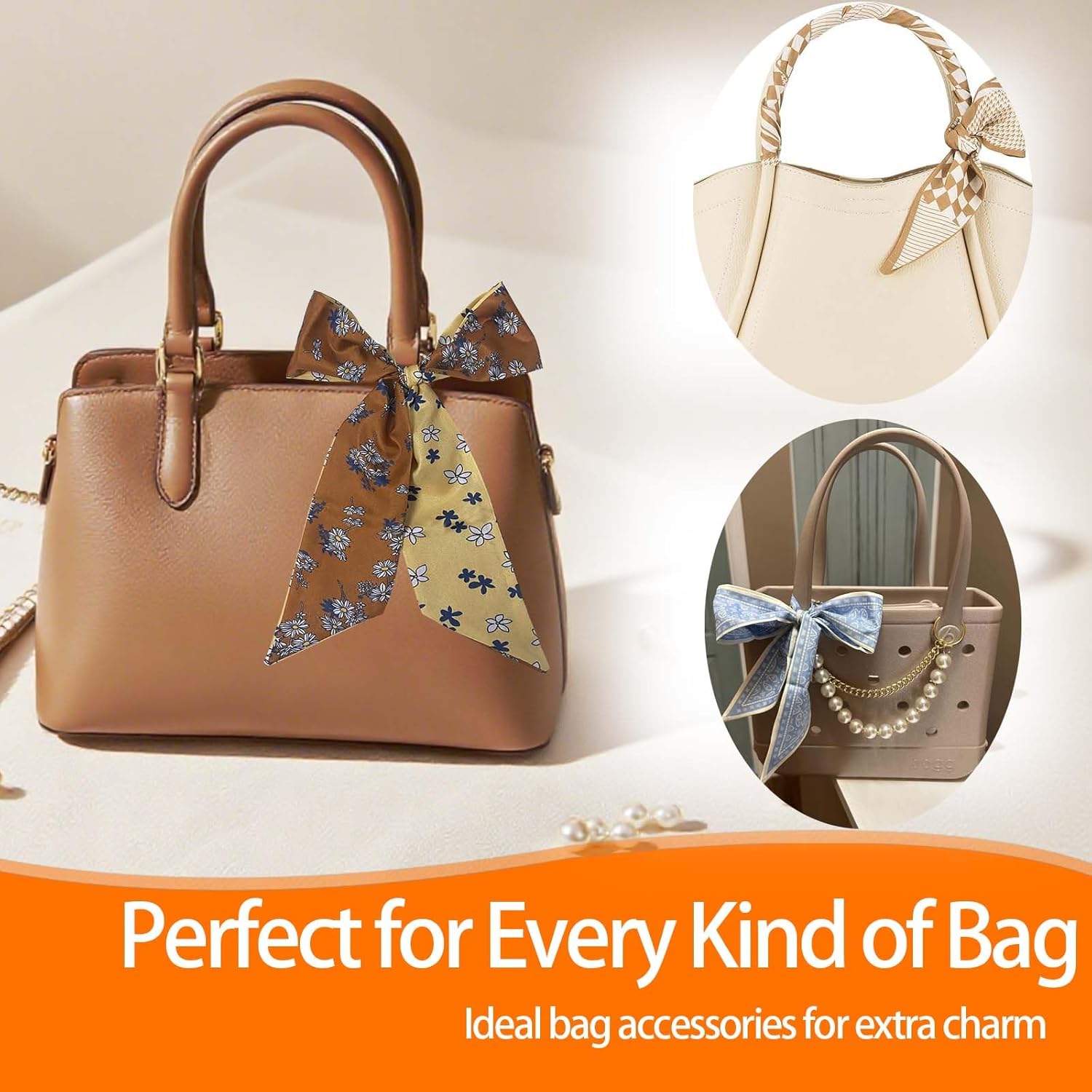 24PCS Fashion Scarves for Women Multifunctional Neck Scarves Purse Scarf Headbands for Bags Hair Accessories - Image 5