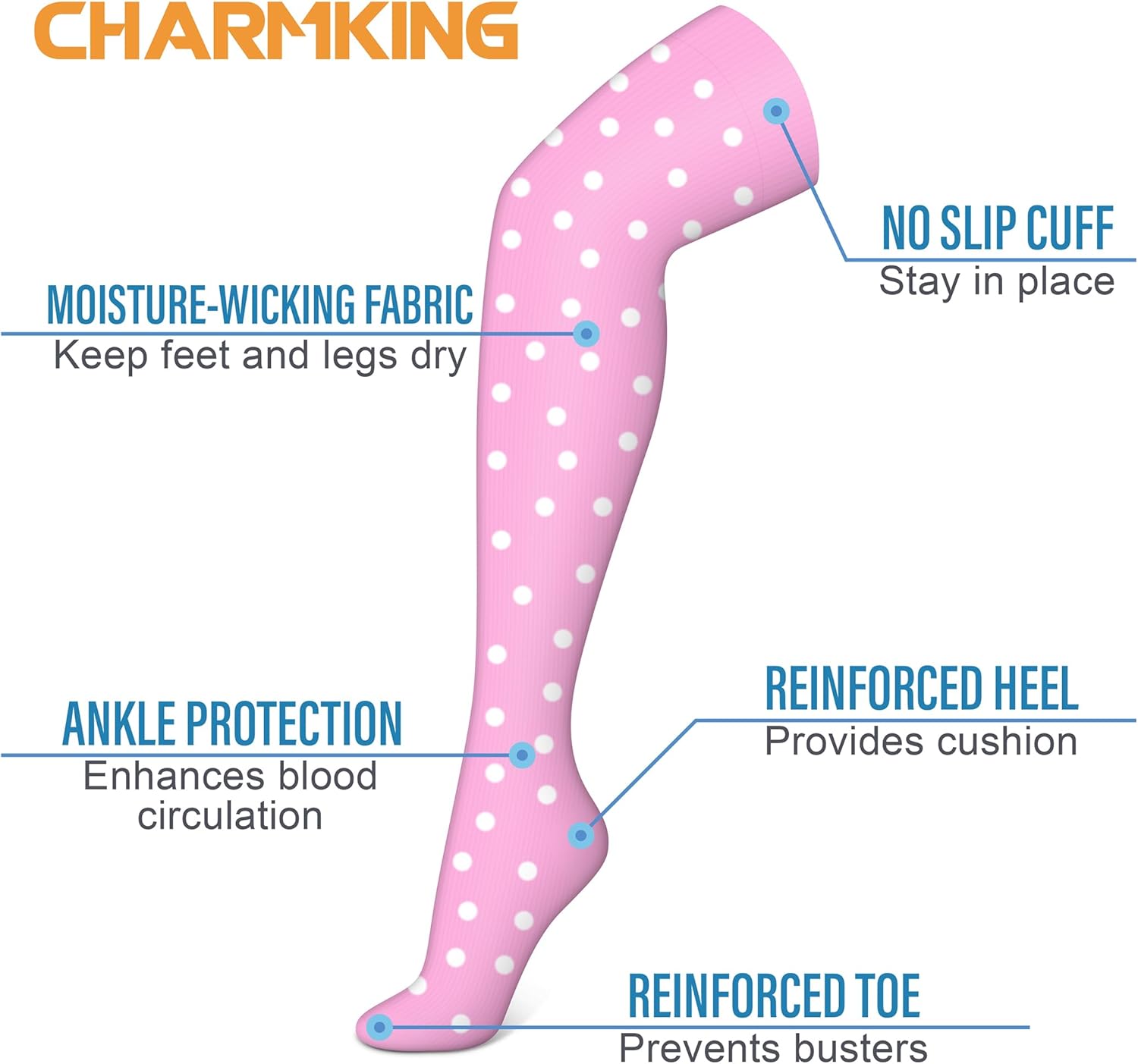 CHARMKING Compression Socks (3 Pairs) Knee High Compression Sock for Women & Men Stockings for Running, Cycling,Athletic - Image 5