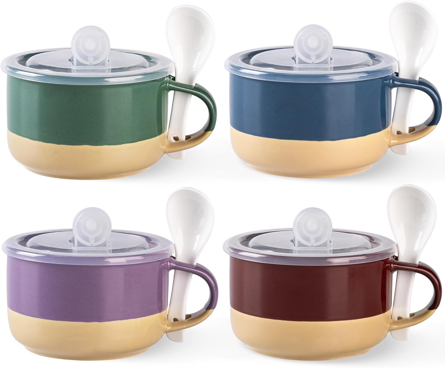 Amazon.com | GBHOME Ceramic Soup Mugs with Handles and Lids,24 OZ Soup ...