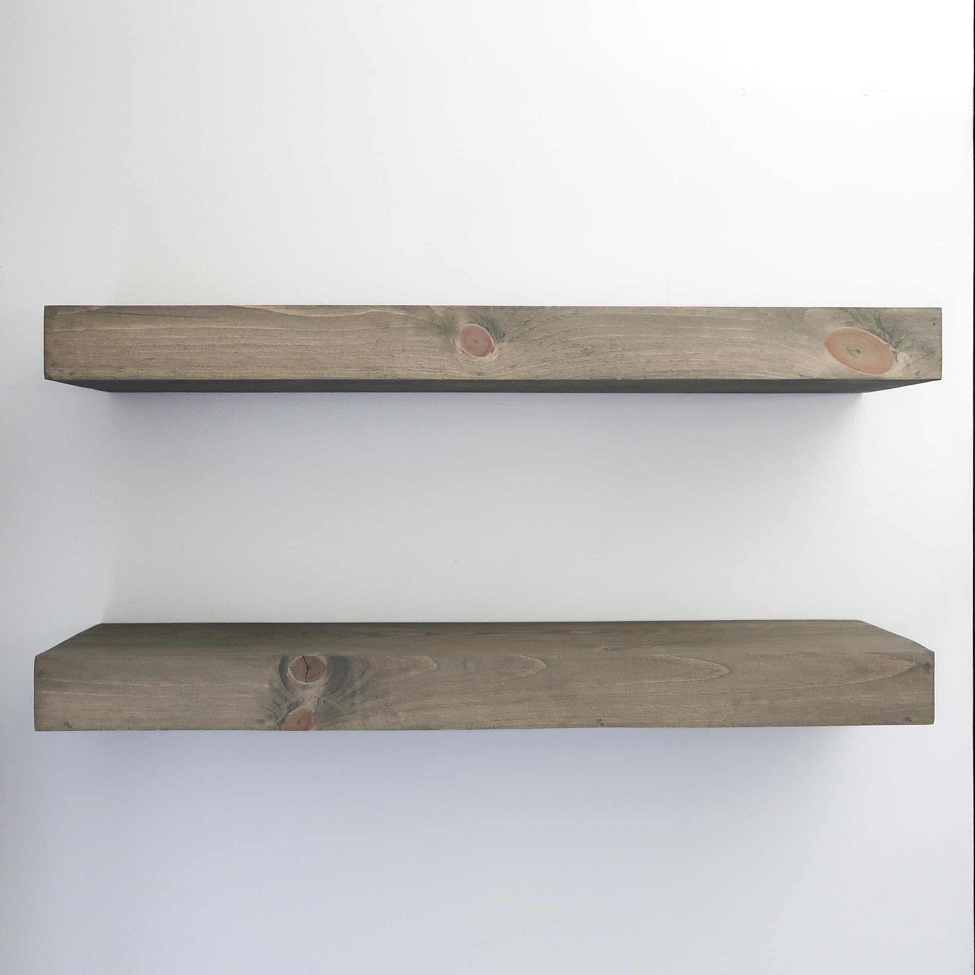 Urbandi Estantes Flotantes Modernos De 3 Pulgadas De Espesor Para Pared, Estantes Anchos Para Cocina, Sala De Estar, Dormitorio Y Baño, Madera De Pino Natural, Estante De Madera Rústico, (juego De