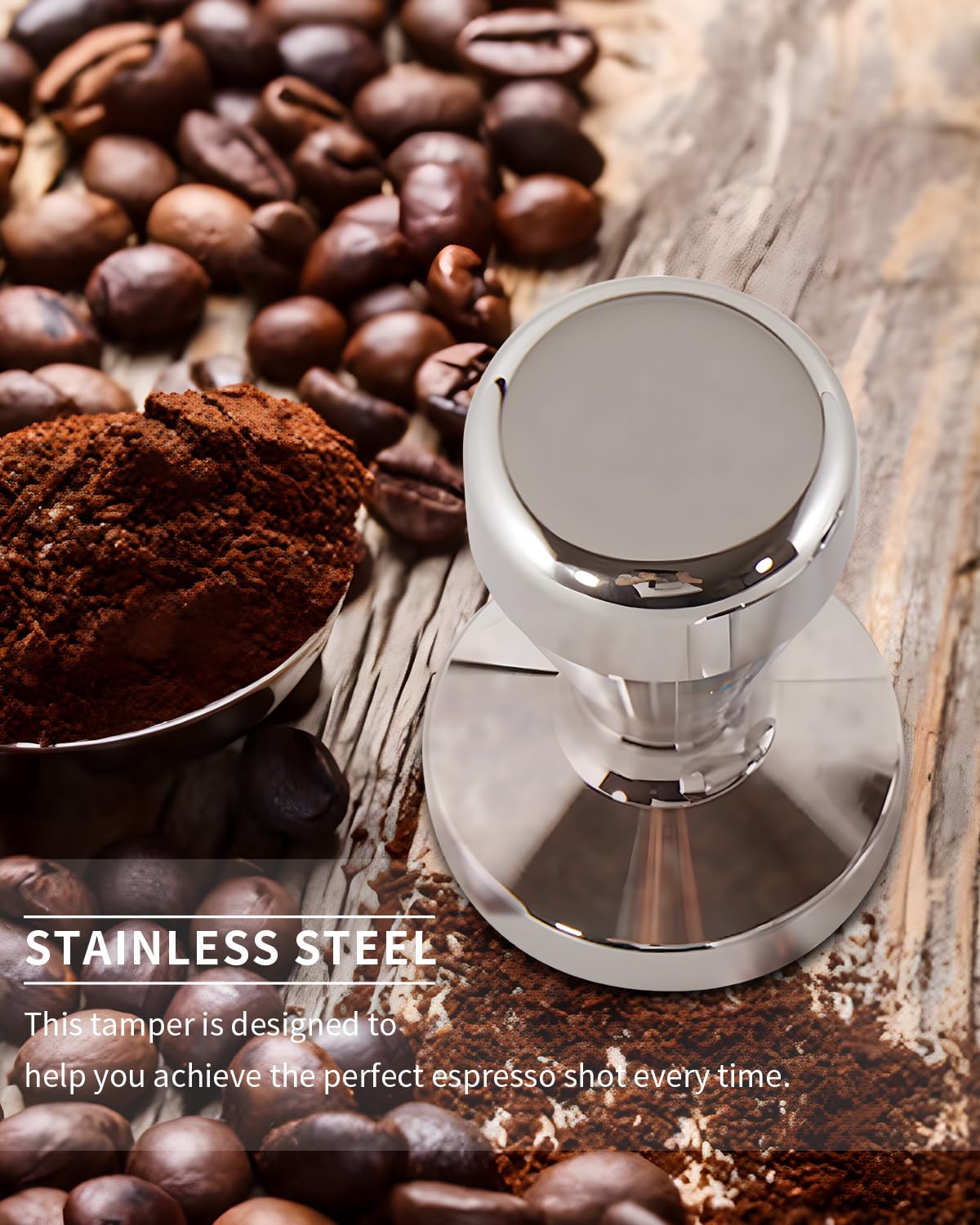 51mm Stainless Steel Espresso Tamper Flat Base Coffee Tamper Tamper Tool Espresso Expresso Hand Press Tamp Espresso Accessories — view 6