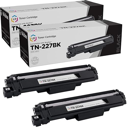 LD Products Reemplazo compatible para Brother TN227 Cartucho de tóner TN-227 TN227BK TN-227BK TN-227BK alto rendimiento (negro, paquete de 2) para