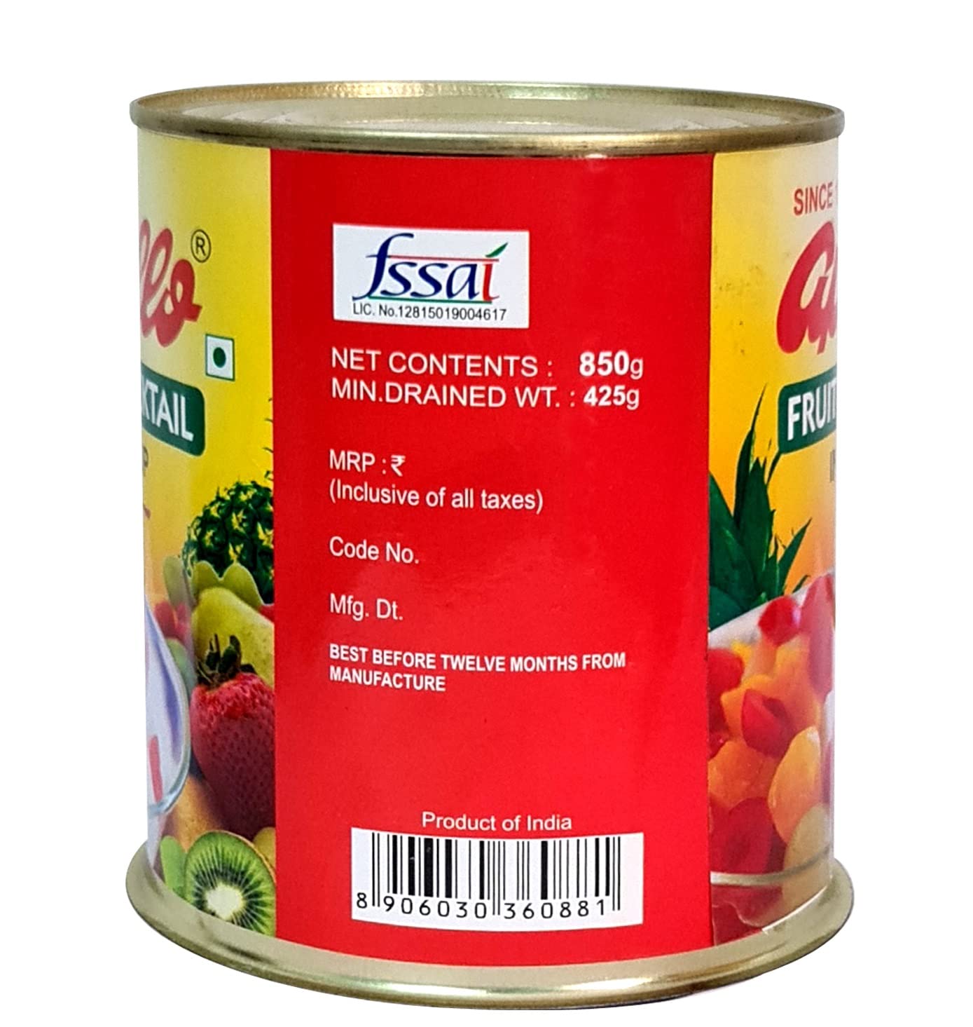 APOLLO Fruit Cocktail In Syrup 850 gm - Image 4 thumbnail