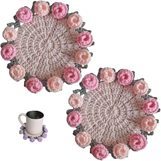 Producto terminado, posavasos de ramo de rosas, manta de ramo de flores de ganchillo, manta de ramo de rosas de flores, para el día de la madre, cumpleaños, decoración del hogar, protección de mesa