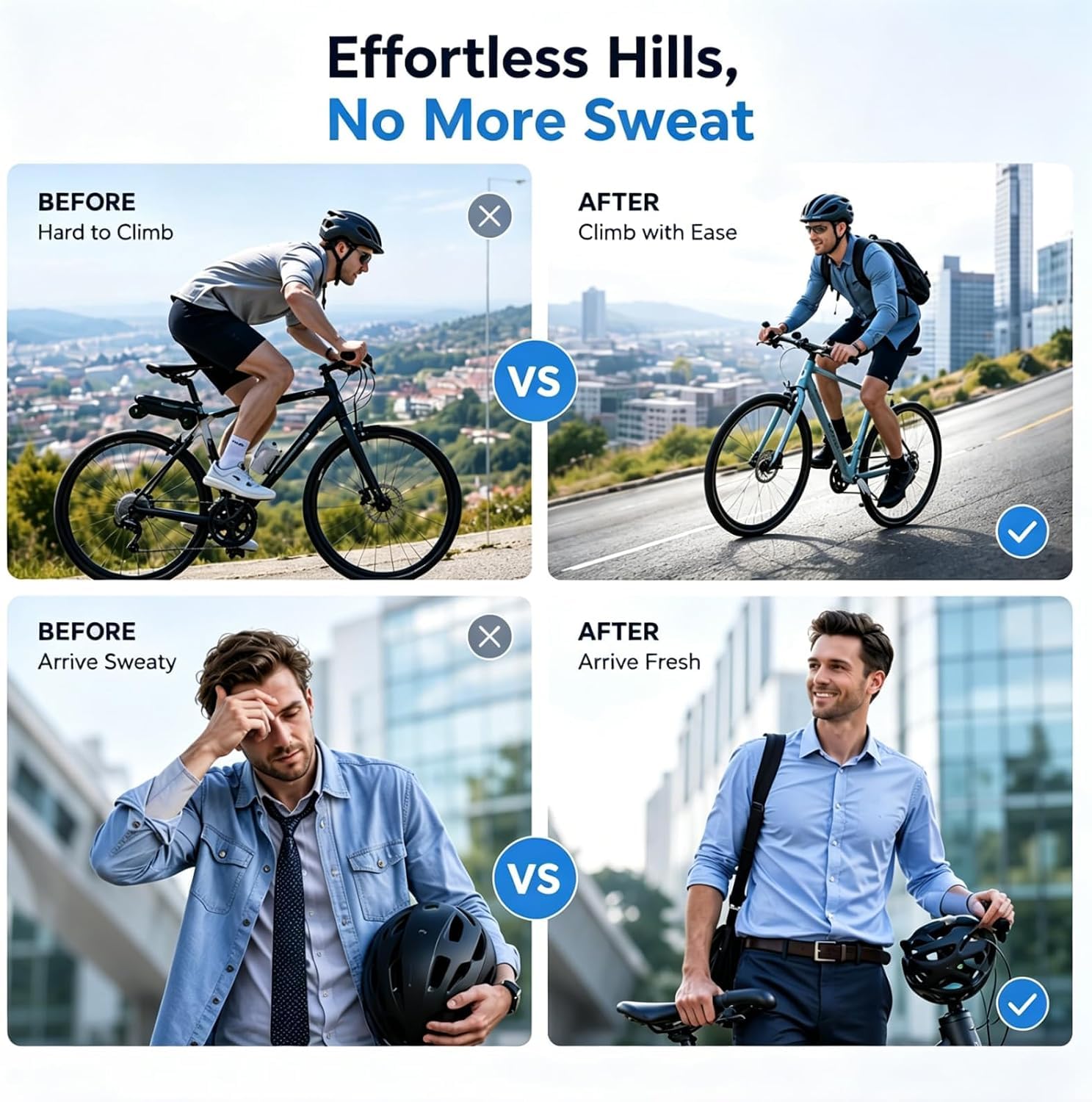 Kit di conversione per Bici elettrica Portatile, Dispositivo di Assistenza alla pedalata con Batteria Integrata e Motore da 200 W per spostamenti in Città e Viaggi. (Blue)