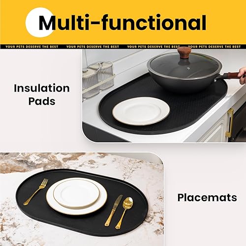 Miniatura 9 de Tapete de silicona para comida para perros, tapete de goma impermeable para alimentación de mascotas para perros y gatos, tapete antideslizante con