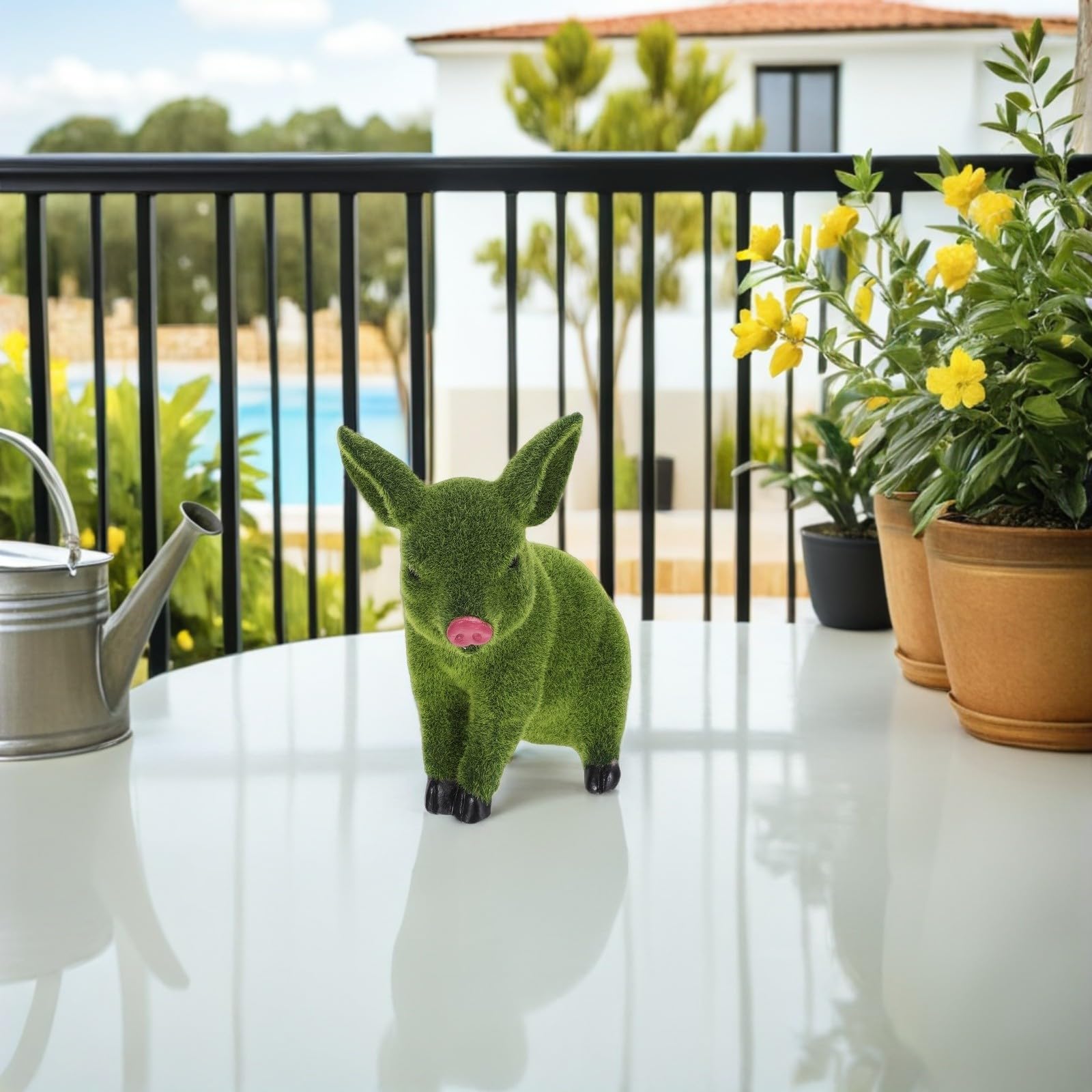 BESPORTBLE Statua da Giardino Maiale Verde Floccato in Resina, Leggera