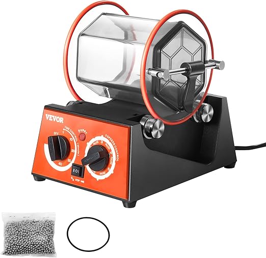 VEVOR Jewelry Polisher Tumbler, 6.6lbs/3kg Capacity Mini Rotary Tumbler Machine with 0-60 Minutes Timer, 5 Speeds Jewelry Rotary Finisher for Surface Polishing Grinding Buffing Gemstones Jewels Coins