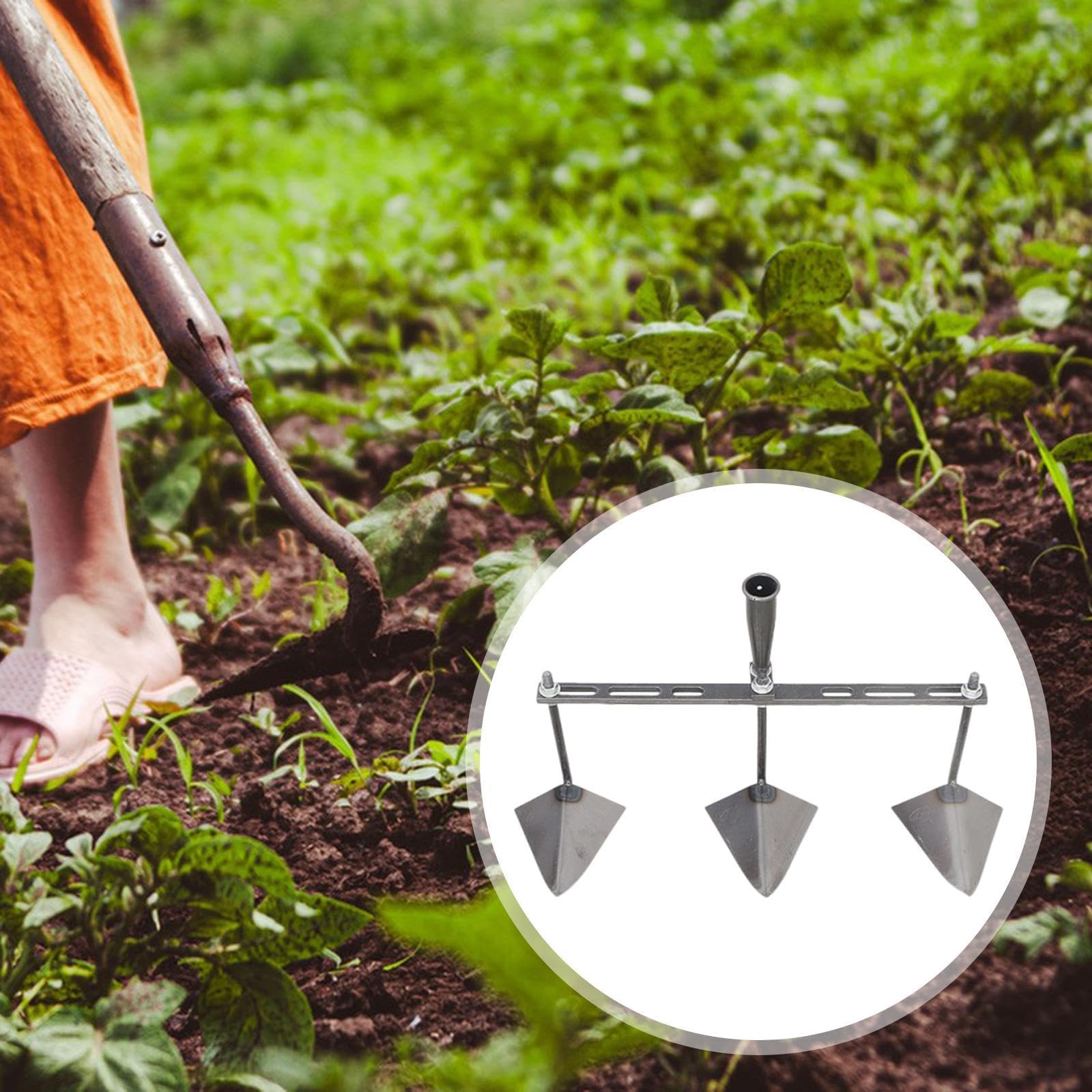 de Jardín con Cabezal Triangular, Herramienta Agrícola Manual con Distancia Ajustable para Principiantes, Bordes, 50cm Tres Cabezas