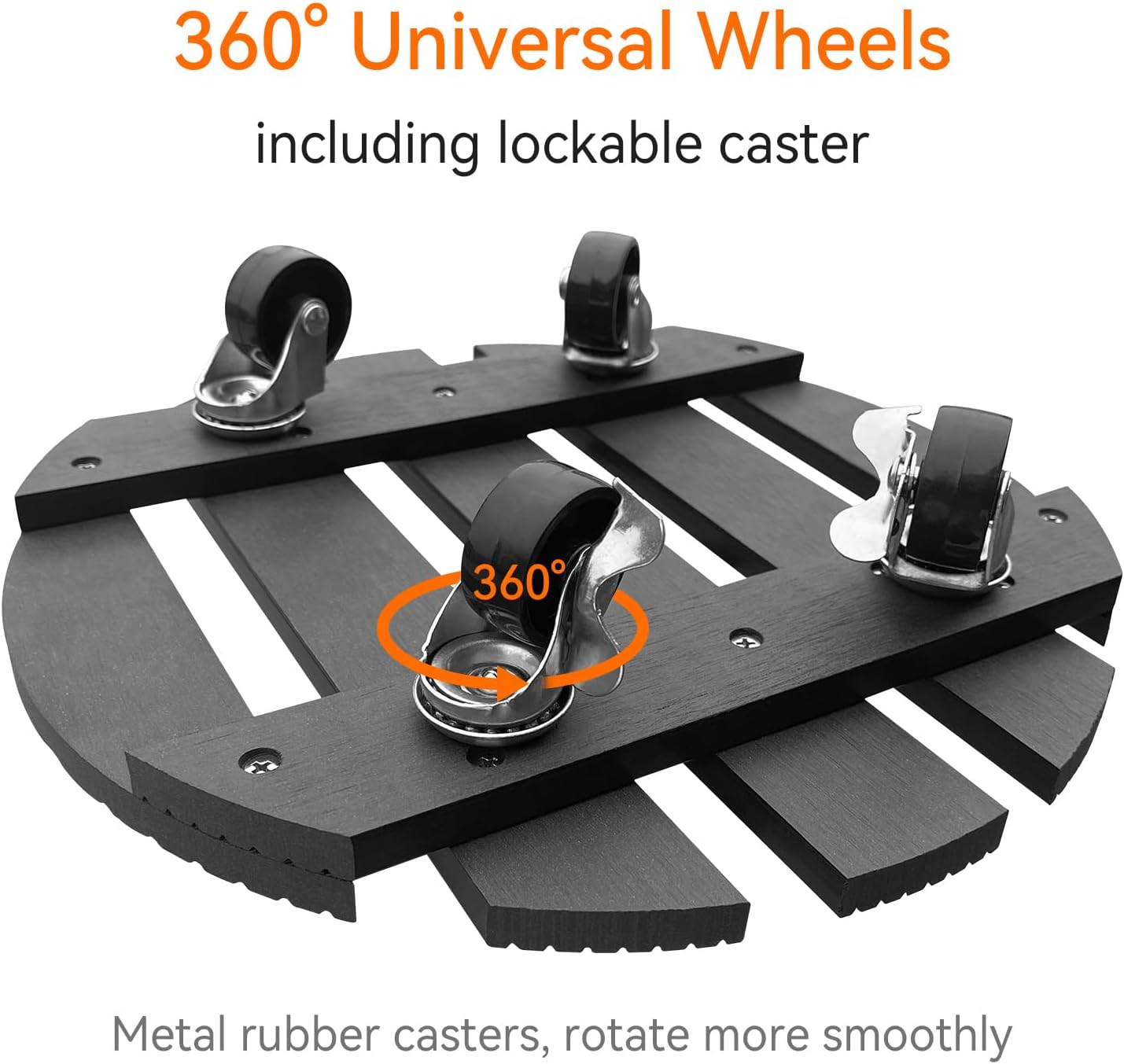 6-Pack 12 Inch Plant Caddy with Wheels – Heavy-Duty WPC Plant Stand, 220 lbs Load Capacity, Round & Square Dolly with Lockable Casters for Large Planters, Indoor Outdoor
