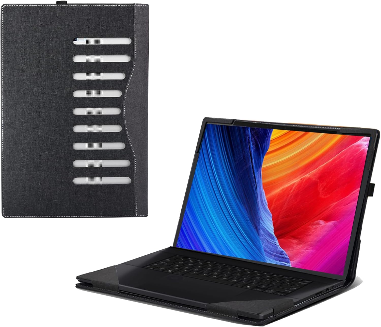 Laptop Cover for ASUS ProArt P16 Laptop H7606 16" PU Leather Protective Bag Detachable Shell (Dark Gray)