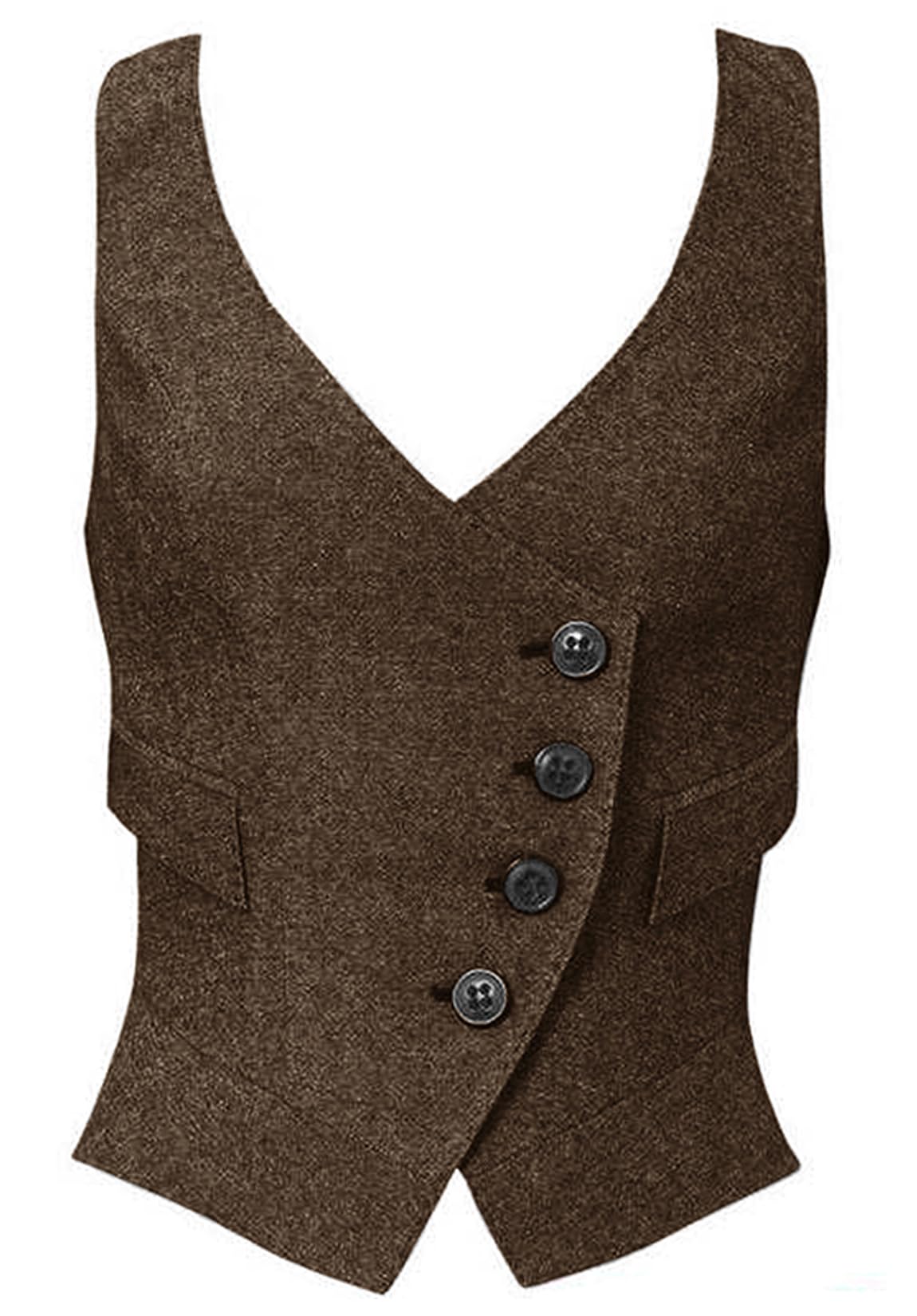 Women's Suit Vest Herringbone Tweed Business Slim Fit Vintage Waistcoat Lady Sleeveless Jacket-image-10