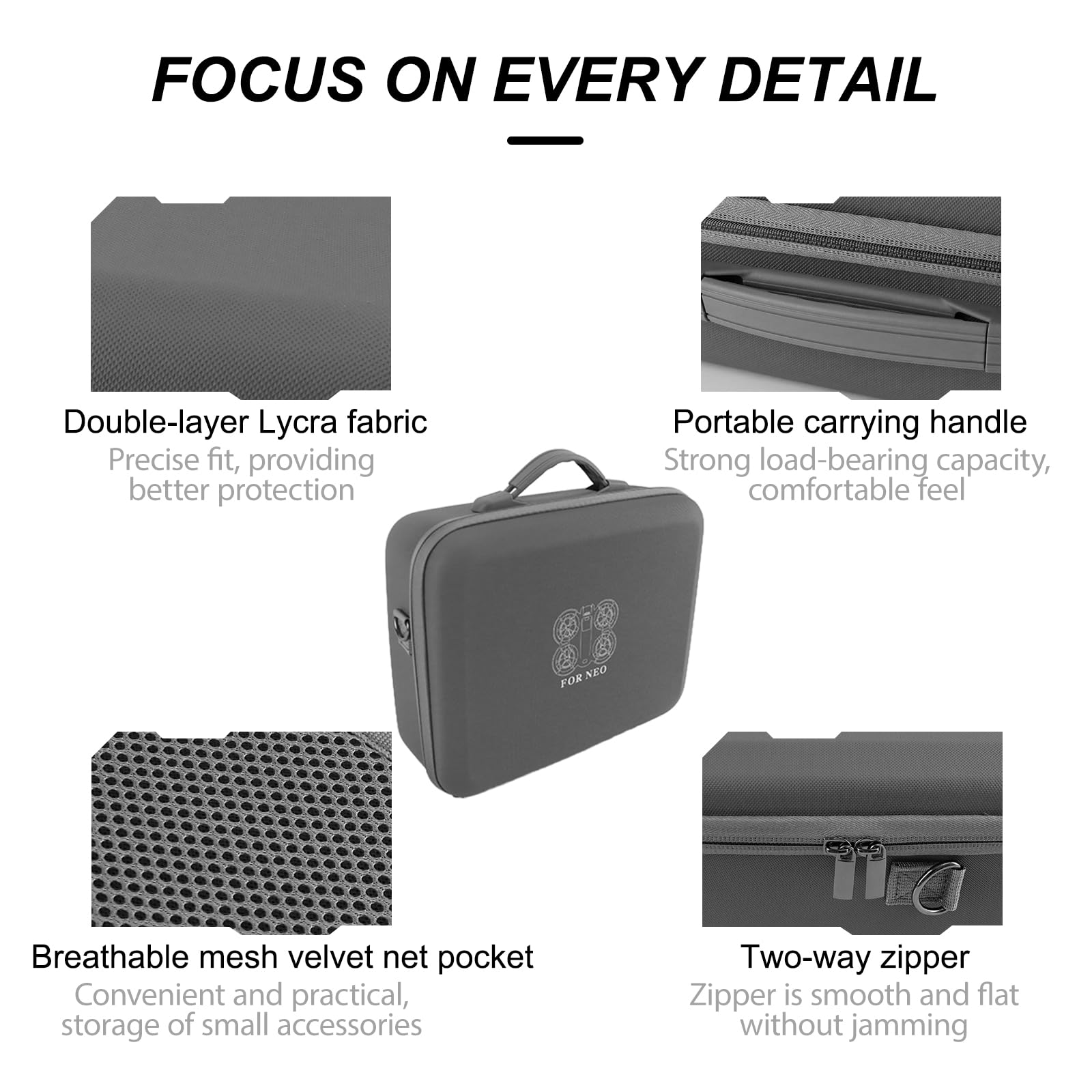 Leichte Tragetasche kompatibel mit DJI Neo Fly More Combo,PU-Leder Harte Tragetasche mit Schultergurt,Aufbewahrungs Tasche,Wasserdichter Koffer,für RC-N3,Propellern und Zwei-Wege-Lade-Hub-Zubehö