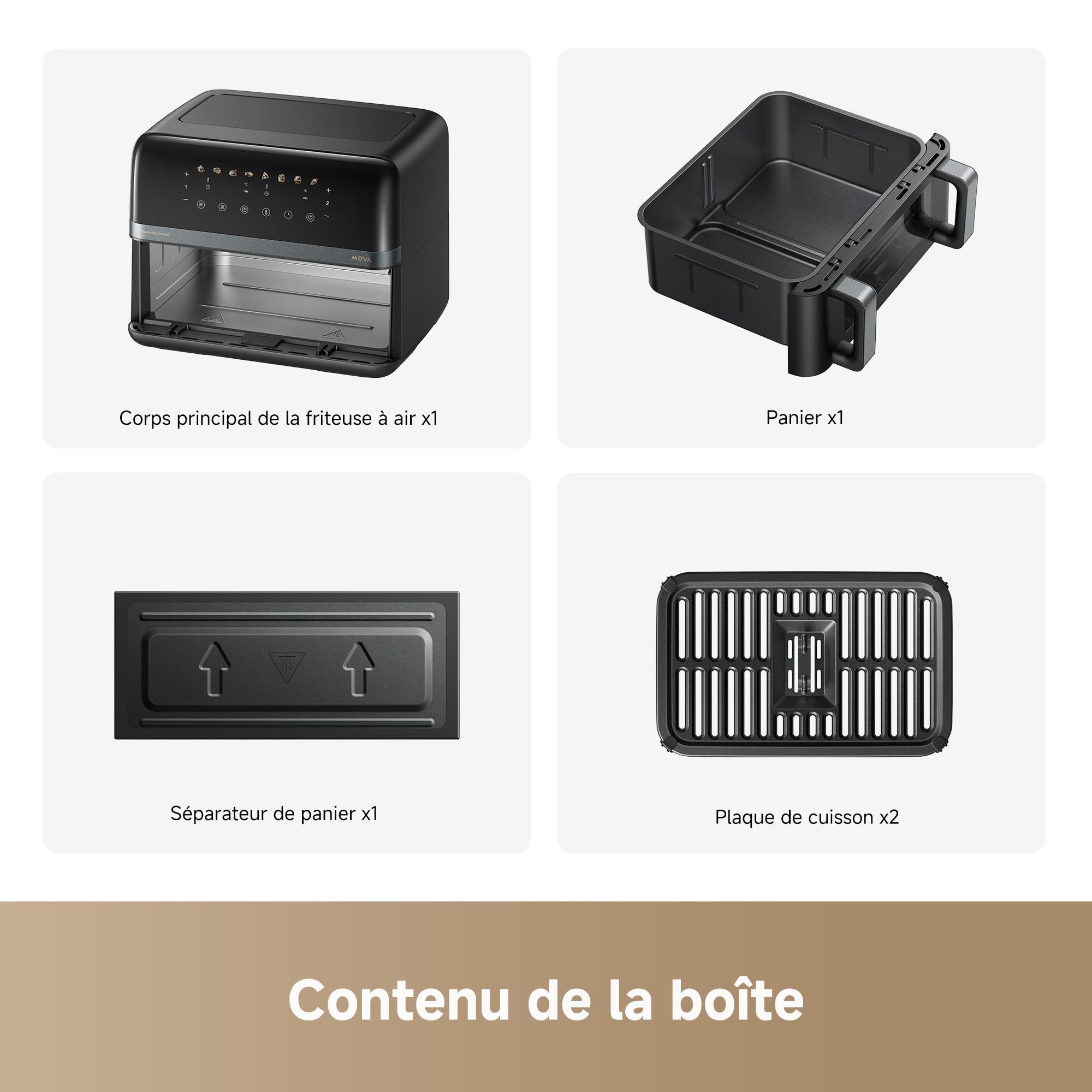MOVA Friteuse à Air AeroChef FD20 Pro | Double Zone 9 L, SyncFinish, 2 700 W, 40 à 230 °C, Circulation d'Air Chaud à 360°, 7 Programmes, Revêtement Antiadhésif
