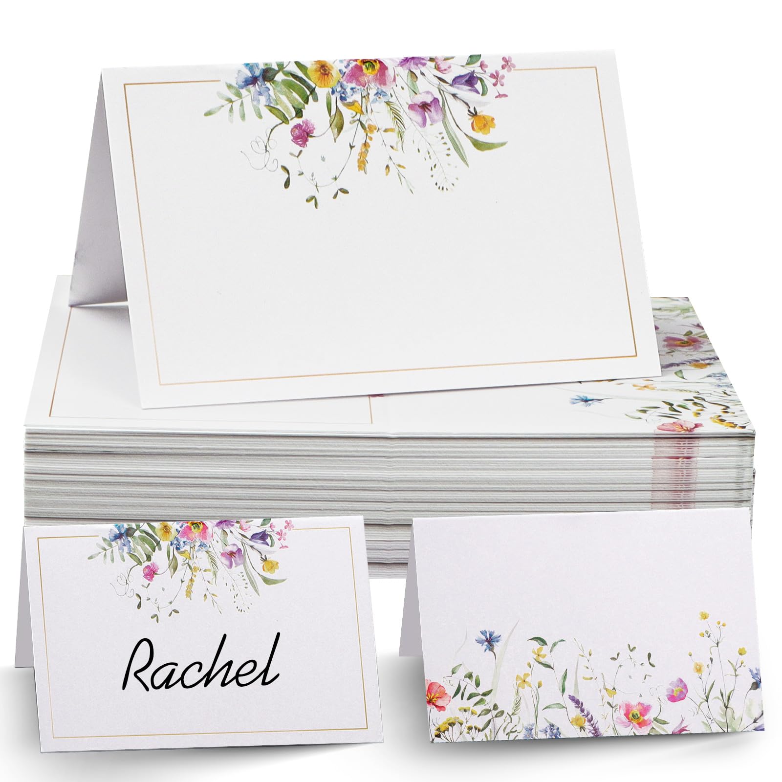 50pcs Marcasitios Boda Tarjetas de Mesa para Nombre de Invitados Marcasitios Plegable para Cumpleaños Bautizo Comunión Tarjetas de Lugar Blanca