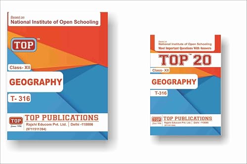 TOP NIOS Class 12 Geography 316 Guide + TOP 20 Most Important Question Answers (Mini Book) - Set of 2 Books