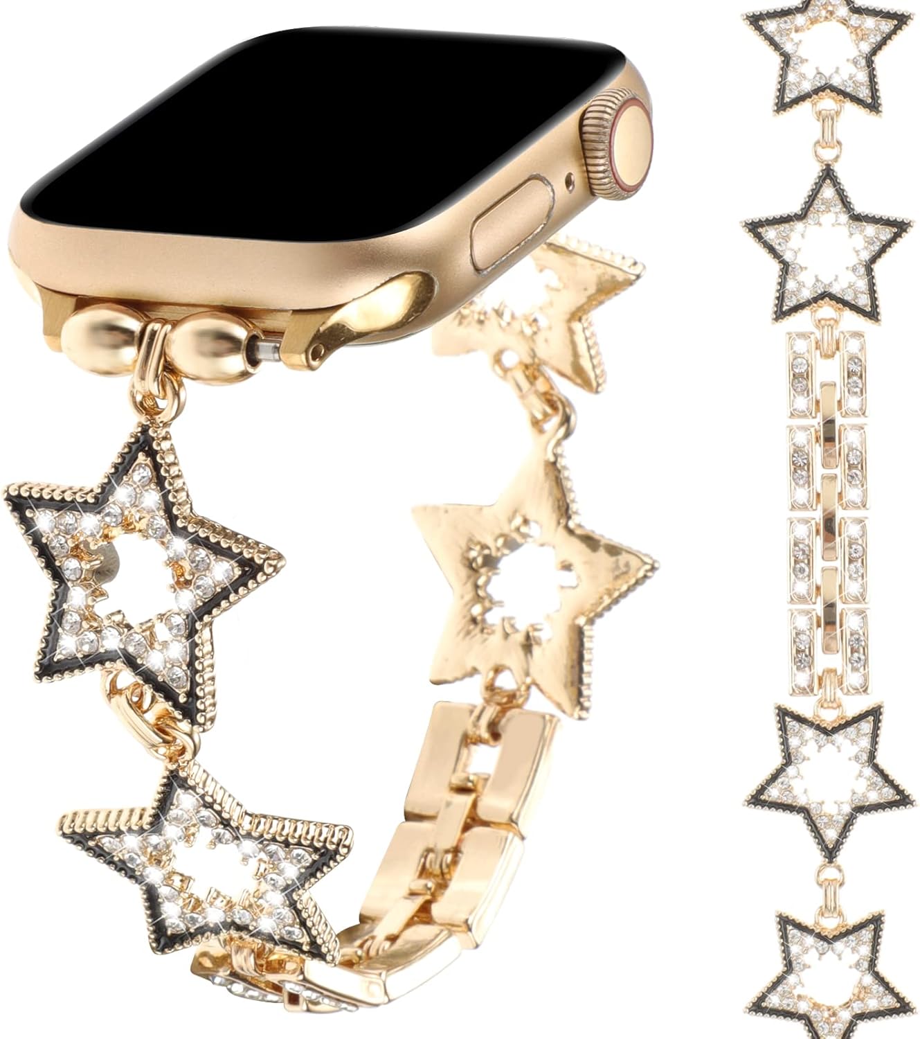 Shiny Diamond Metal Band Compatible with Apple Watch...