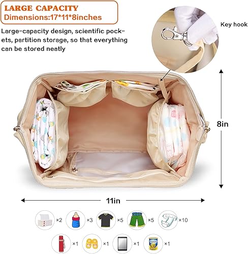 Miniatura 4 de Mochila para pañales para mamá y papá, bolsas cambiadoras de bebé impermeables multifuncionales, mochila grande para pañales