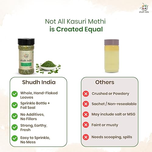 Miniatura 8 de Shudh India Hojas de fenogreco secas, totalmente naturales (Kasoori Methi) | Apto para gluten, sin OMG, veganas |