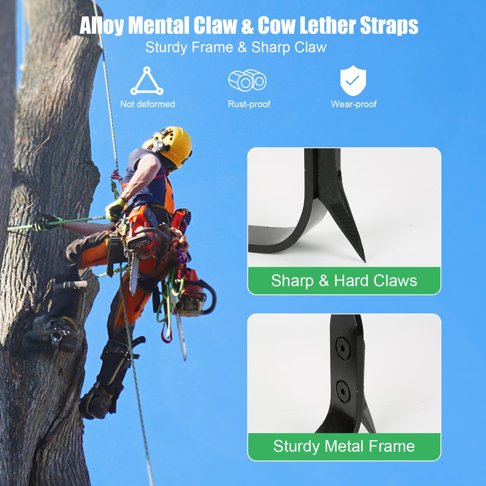 Juego de picos para escalada de árboles, crampones de artefacto para árboles, juego para practicar escalada de árboles, supervivencia en la selva, herramienta de escalada de árboles, cinturón de