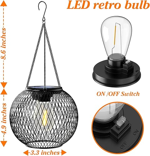 Miniatura 7 de Faroles solares para exteriores, luces solares mejoradas de Ortiny para exteriores, luces colgantes decorativas al aire libre para Halloween,