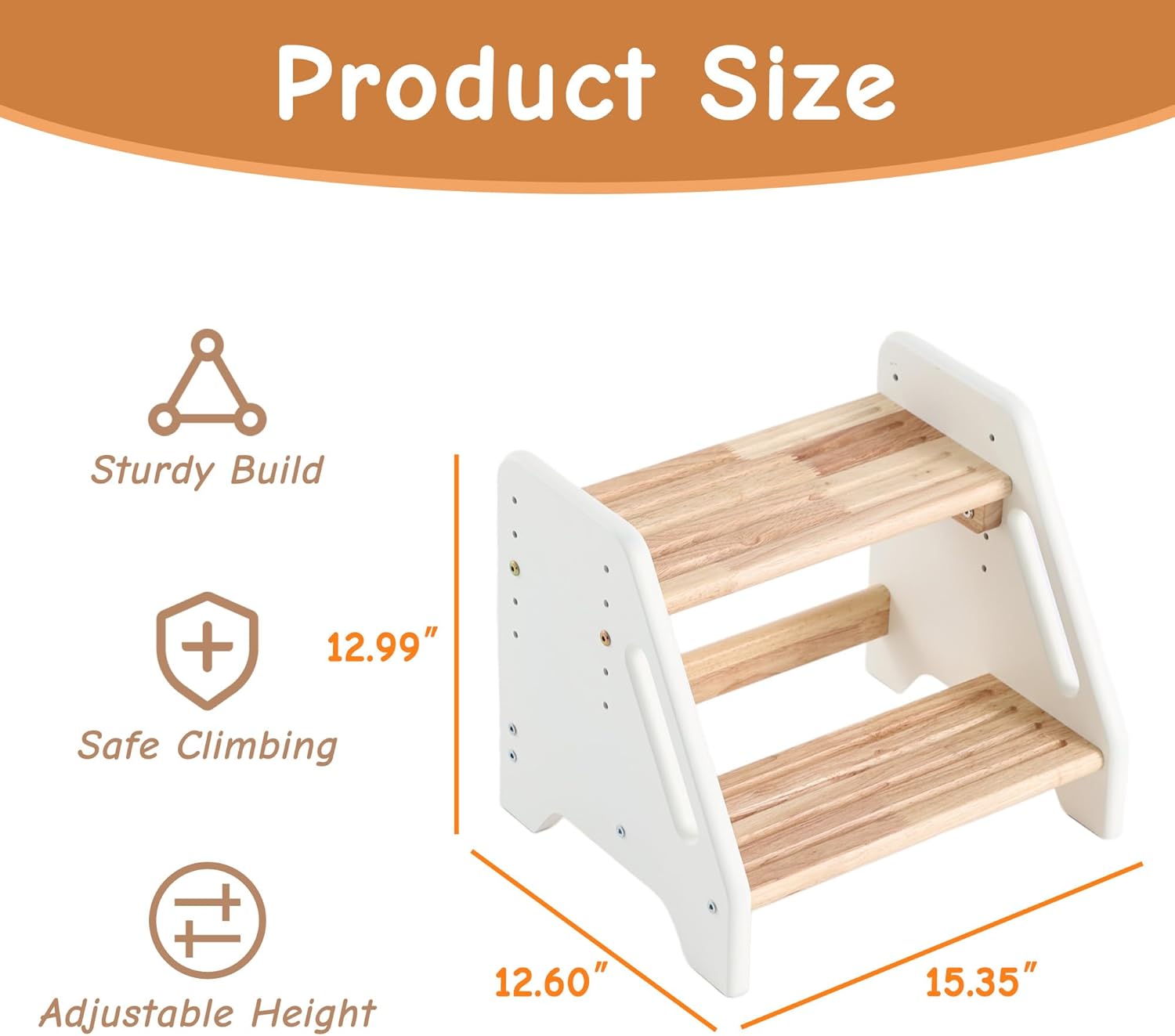 Toddler Step Stool with Handles,Minimalist&Compact Adjustable Wooden Tower for Kids,Modern Design for Small Homes(Beige)