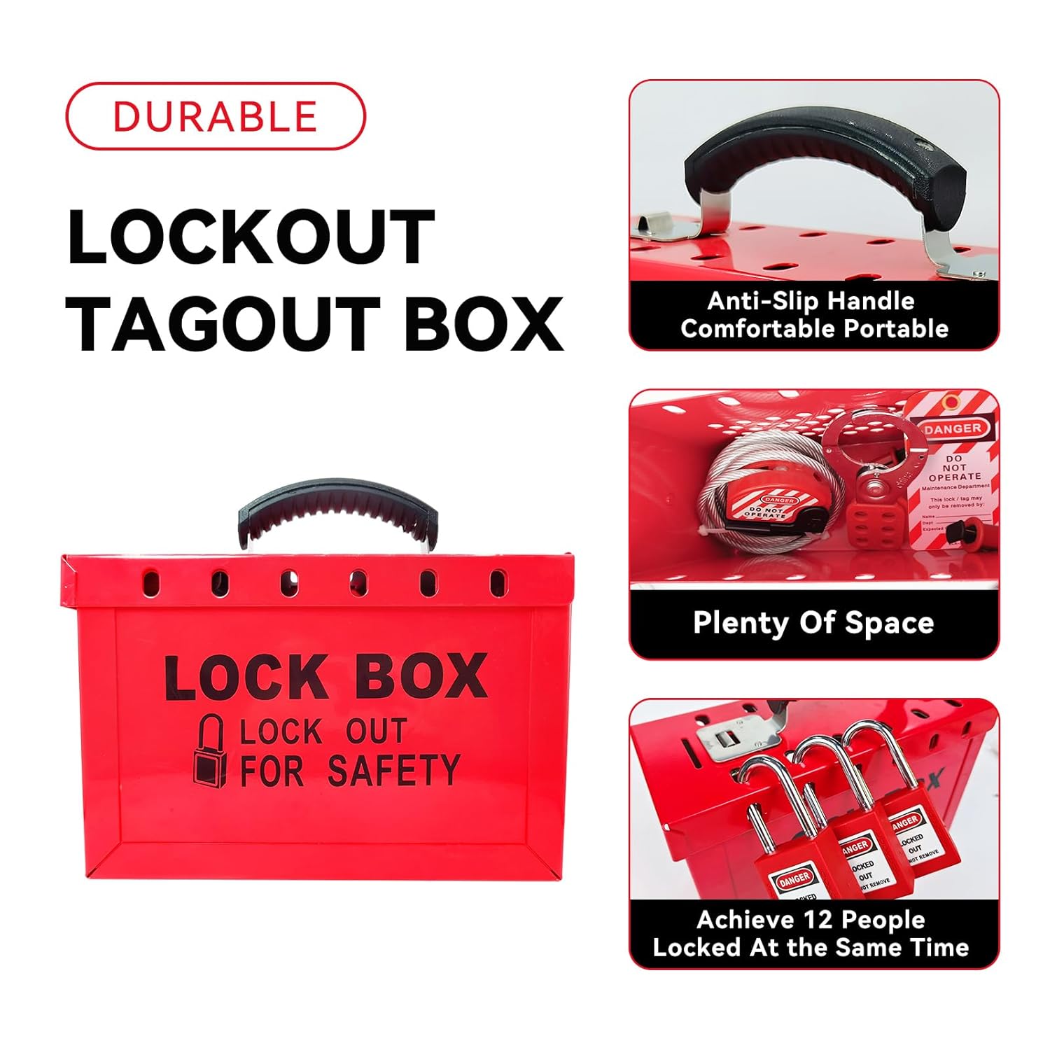 Lockout Tagout Lock Box Portable Loto Box Kit Safety Padlock Box 1Pack for Steel Lockout,Tag Out Station,Premium Box for OSHA Compliant Group Loto Procedures (Non-Visual)