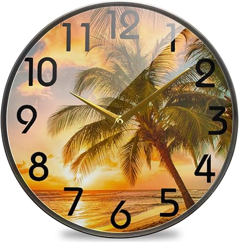 Miniatura 26 de Naanle Vintage Mandala Pattren Reloj de pared redondo, 12 pulgadas, silencioso, de cuarzo, analógico, silencioso para el hogar, oficina, escuela