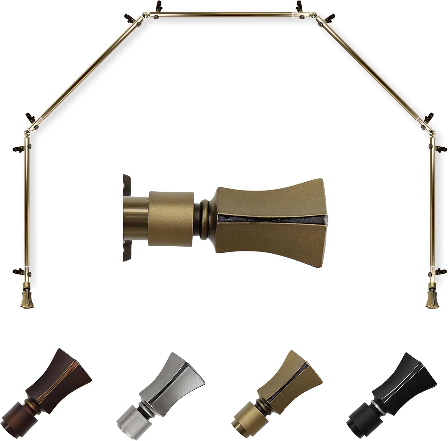 Pillar 13/16" 5-Sided Bay Window Curtain Rod 28-48" (Each Side) - Black