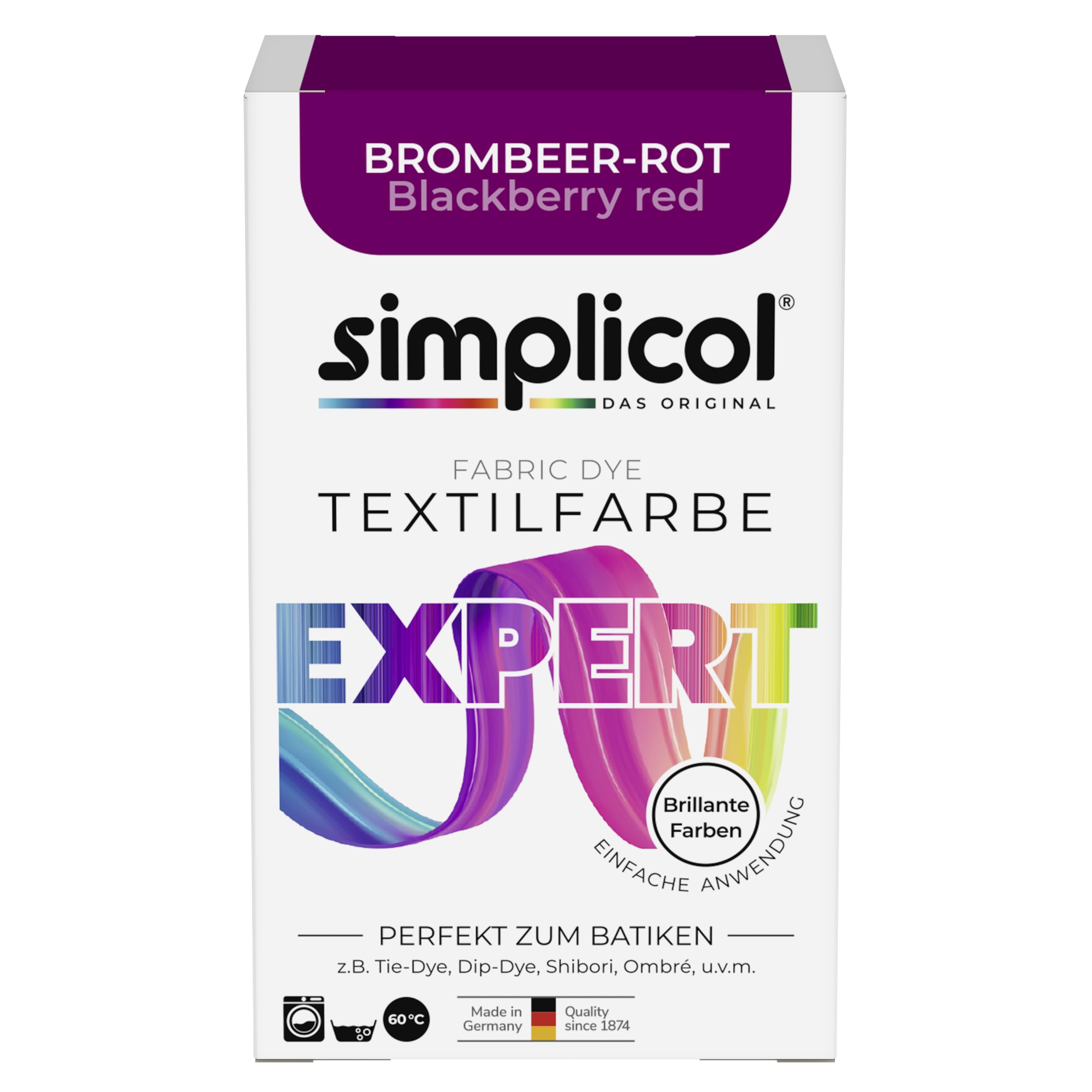 Simplicol Textile colour expert blackberry red 1706: colour for creative, easy dyeing in the washing machine or manually.