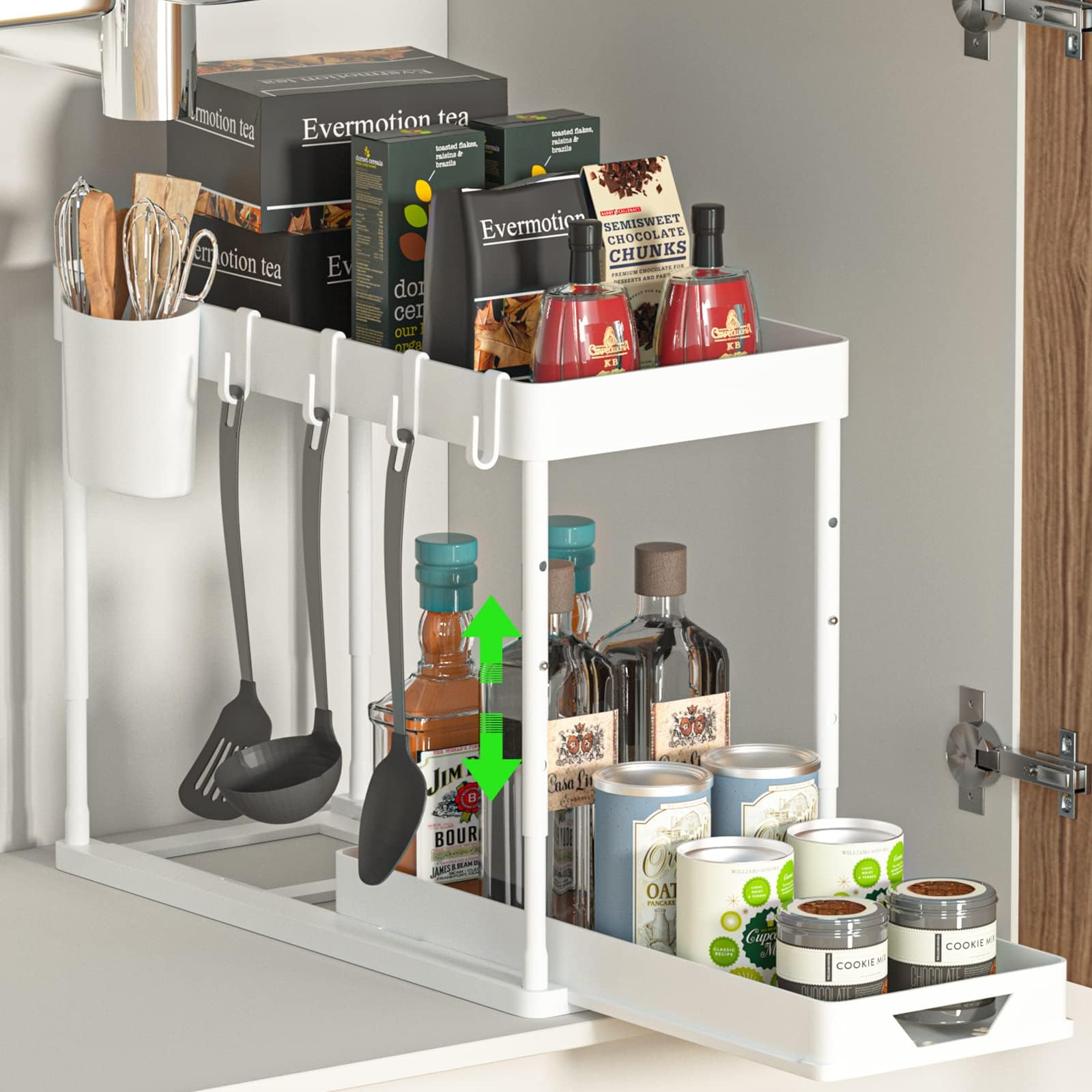 MOTUZP Scaffale Da Tavolo Pieghevole A Doppio Strato - Organizzatore Trasparente Per Cucina E Bagno - 6
