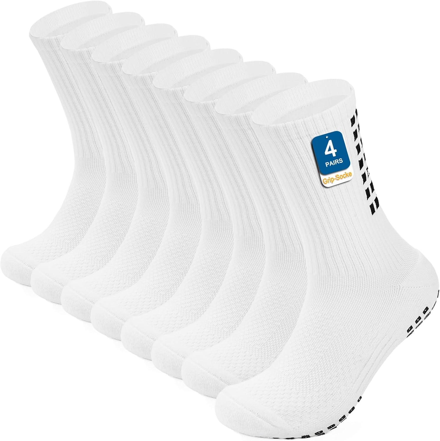 4-Pair Anti-slip Grip Soccer Socks Men Women Cushioned Sports Sock Rugby Yoga Basketball Running Hiking Work