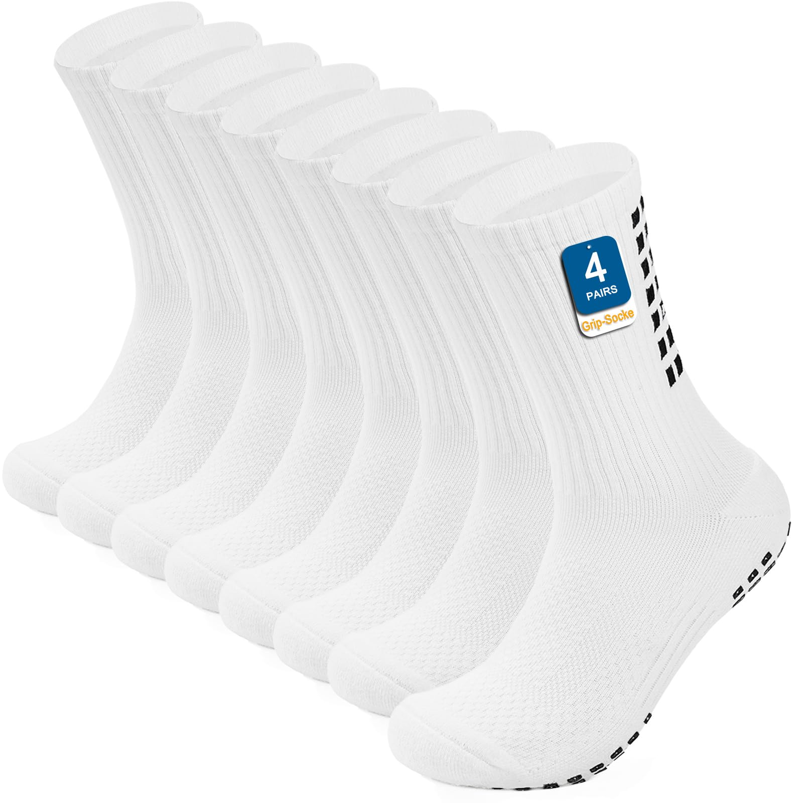 PERMANENTLY001 4-Paia Calzini Calcio Antiscivolo Uomo Donna, Cotone, Imbottita, Traspiranti, Grip Calzino Allenamenti per Yoga Pilates Rugby Basket Tennis